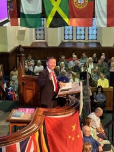 Rev. Bob Fu, president of ChinaAid Association, speaking at the “Bangor Worldwide Missionary Convention” on August 22, 2024. (ChinaAid Source)