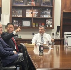 Rev. Bob Fu (second from left) and Ted Cruz (second from right)